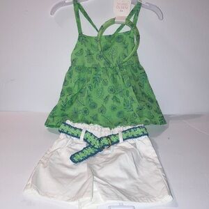 Sigrid Olsen Green Tropical Print‎ Top with White Shots and Accessories 5/6